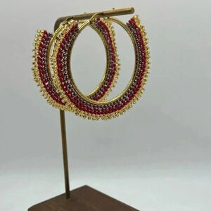 Artisan created beaded hoop earrings